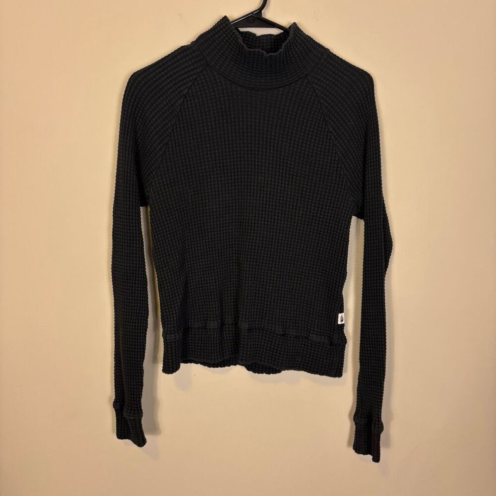 The North Face Women's Black‎ Waffle Knit Mock Neck Long Sleeve Top Size Small